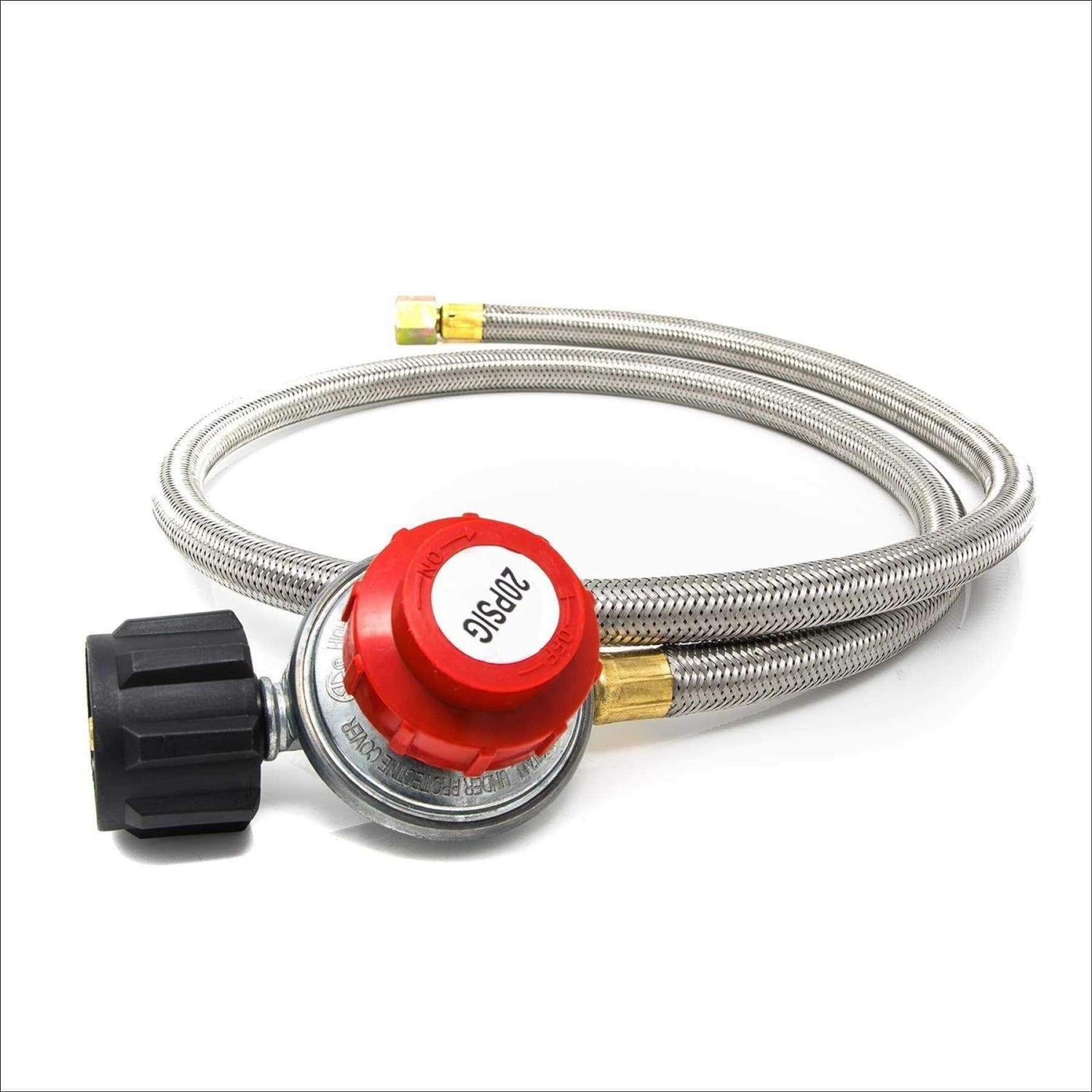 Gasone 12 ft. 3/8 in. Flare Propane Quick Connect Hose with 1/4 in. Male Flow Plug for RV - Zenithce