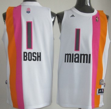 Miami Floridians #1 Chris Bosh ABA Hardwood Classic Swingman White No Holes Jersey - Zenithce