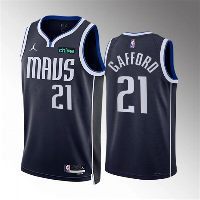 Dallas Mavericks #21 Daniel Gafford Navy Statement Edition Stitched Jersey - Zenithce