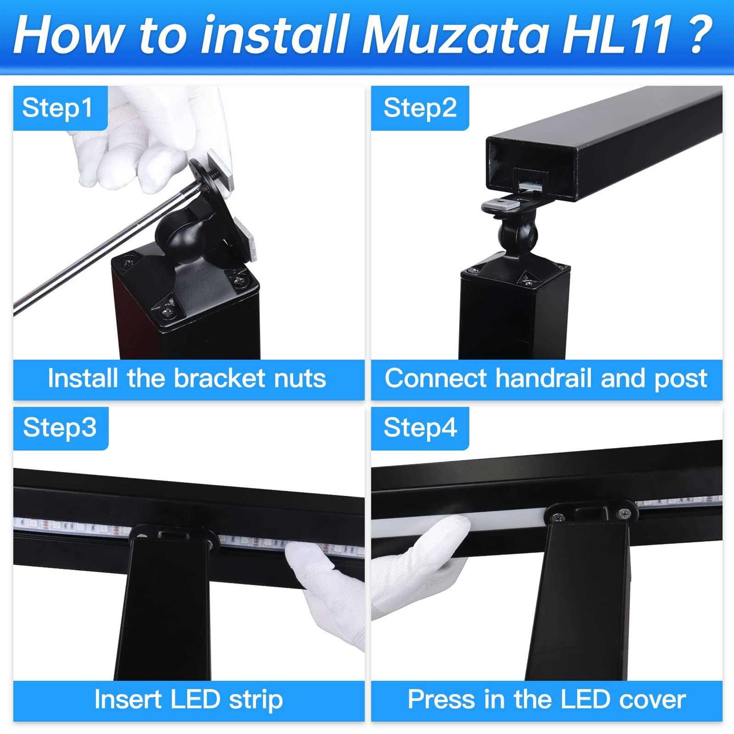 Muzata 6’6 Black Super Thin Handrail Stainless Steel Cable Railing HT30 BP4 - Zenithce