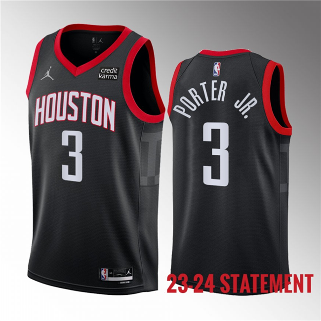 Houston Rockets #3 Kevin Porter Jr. Black 2023 Statement Edition Stitched Jersey - Zenithce