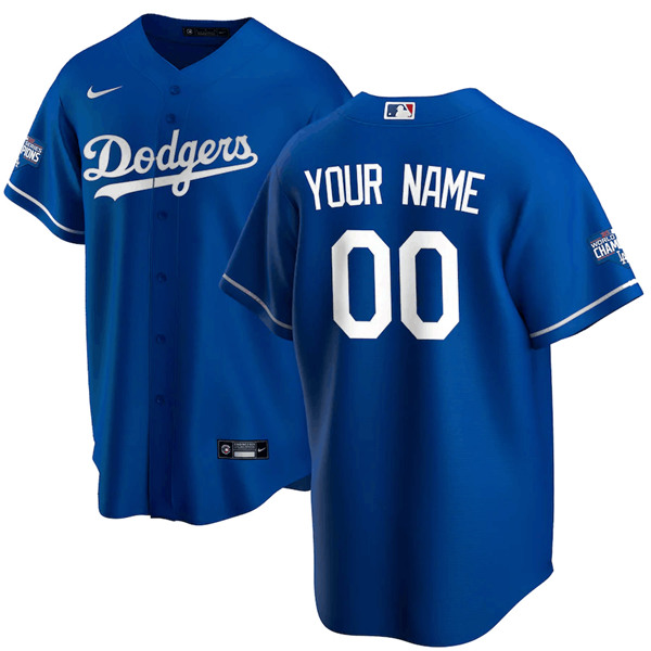 Los Angeles Dodgers Customized Custom Blue 2020 World Series Champions Home Patch Stitched Jersey - Zenithce