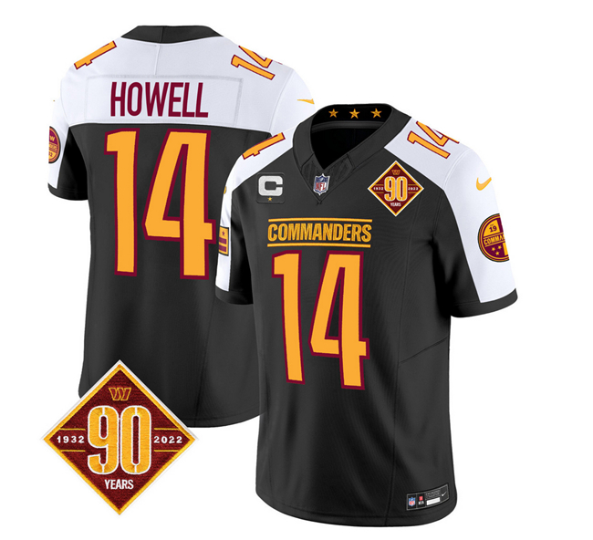 Washington Commanders #14 Sam Howell Black White 2023 F.U.S.E. 90th Anniversary Vapor Limited Stitched Jersey - Zenithce