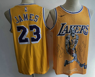 Los Angeles Lakers #23 LeBron James Yellow Swingman Stitched Fashion Jersey - Zenithce