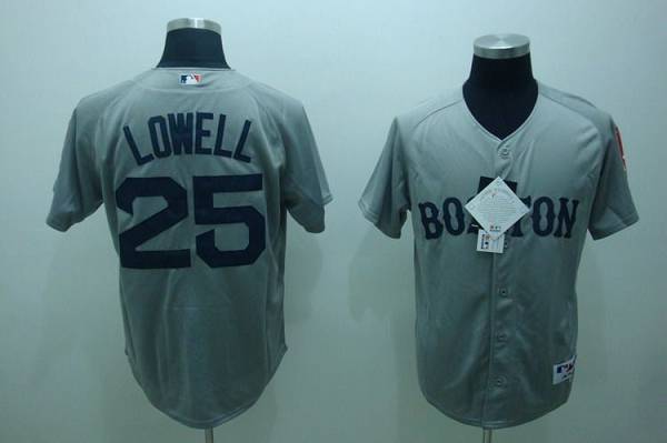 Red Sox #25 Mike Lowell Stitched Grey Jersey - Zenithce