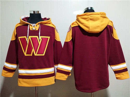 Washington Commanders Blank Burgundy Lace-Up Pullover Hoodie - Zenithce