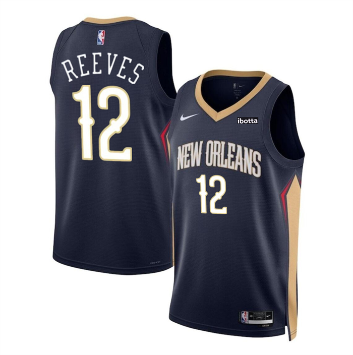 New Orleans Pelicans #12 Antonio Reeves Navy 2024 Draft Icon Edition Stitched Jersey - Zenithce