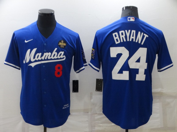 Los Angeles Dodgers Front #8 Back #24 Kobe Bryant Royal 'Mamba' Throwback With KB Patch Cool Base Stitched Jersey - Zenithce
