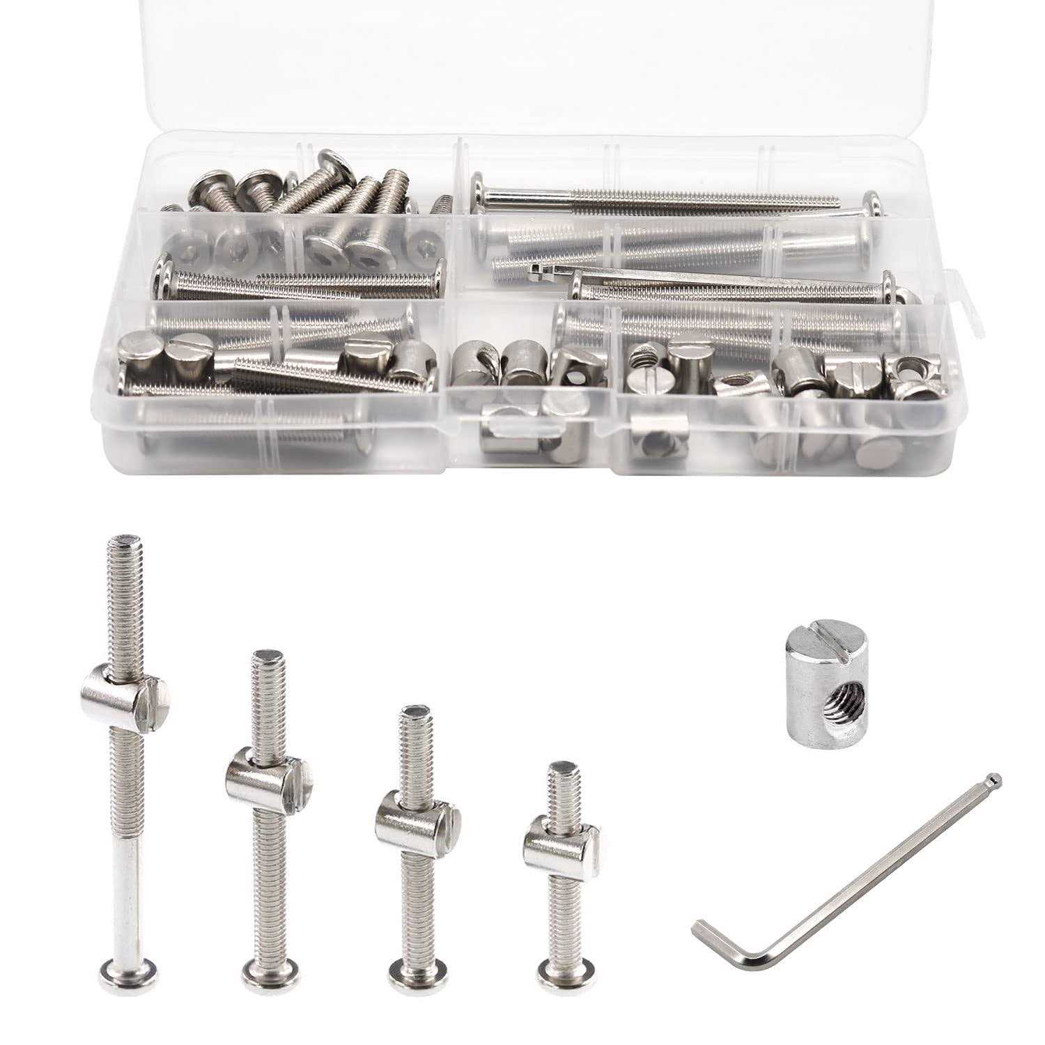 Crib Bolts Replacement Kit cSeao 50pcs Zinc Plated M6 Socket Cap Screws Barrel Nuts for Crib Cot Chairs Furniture Bed - Zenithce