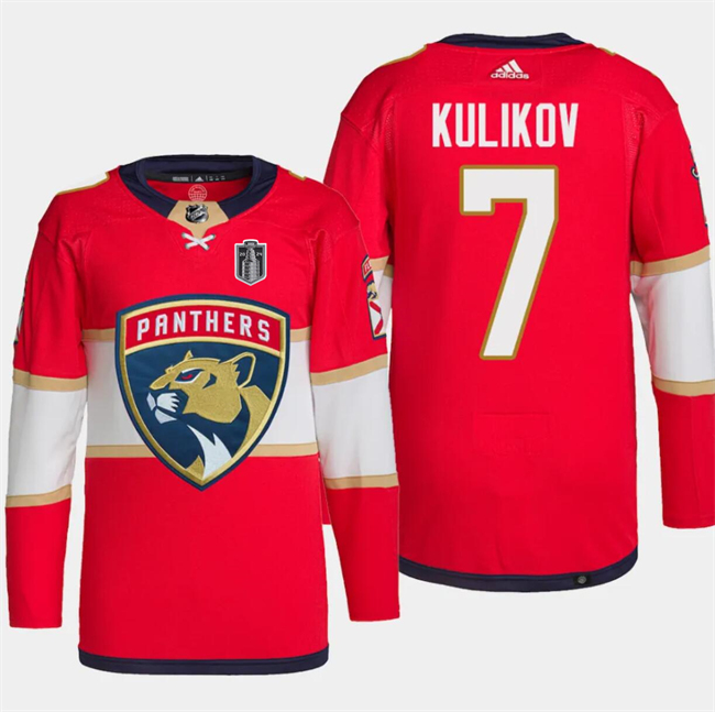 Florida Panthers #7 Dmitry Kulikov Red 2024 Stanley Cup Final Patch Stitched Jersey - Zenithce
