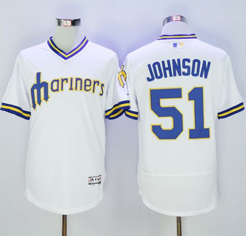 Mariners #51 Randy Johnson White Flexbase Authentic Collection Cooperstown Stitched Jersey - Zenithce