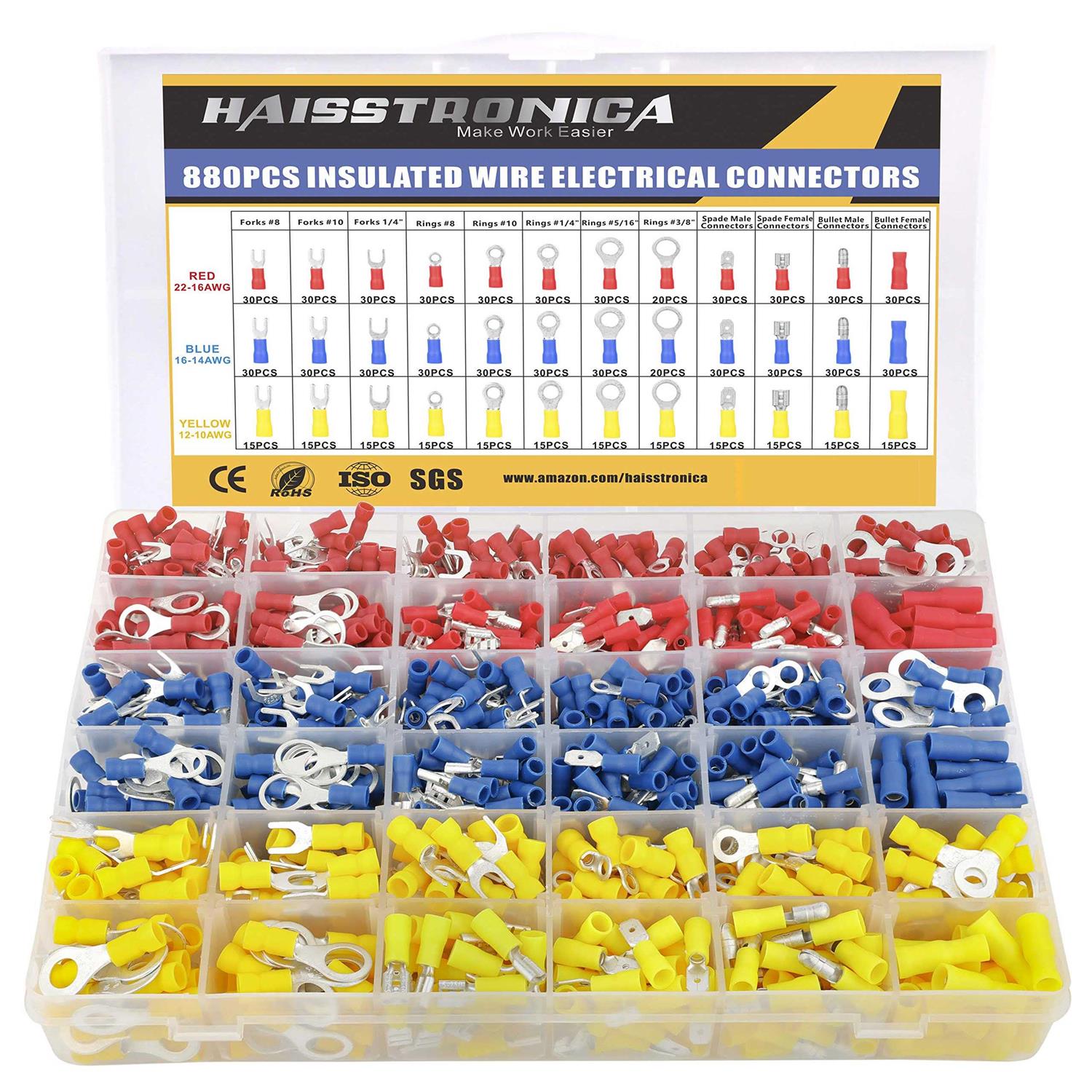 haisstronica 280PCS Marine Grade Heat Shrink Wire Connectors-Electrical Connectors Kit of Tinned Red Copper,Crimp Insulated Ring Fork Spade Butt - Zenithce