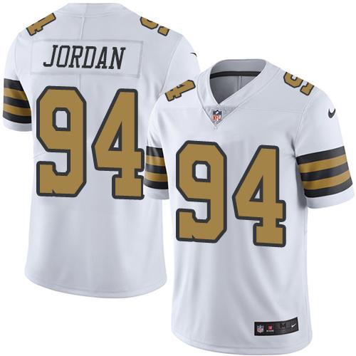 Saints #94 Cameron Jordan White Stitched Limited Rush Nike Jersey - Zenithce