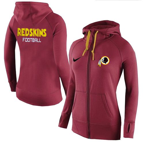 Women's Nike Washington Redskins Full-Zip Performance Hoodie Red_1 - Zenithce