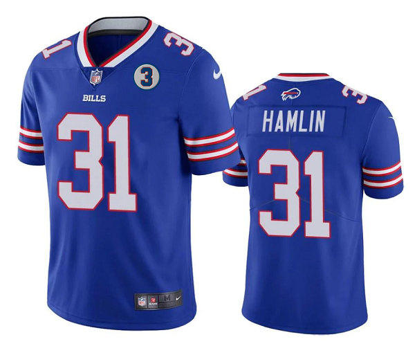 Buffalo Bills #31 Damar Hamlin Blue With NO.3 Patch Vapor Untouchable Limited Stitched Jersey - Zenithce