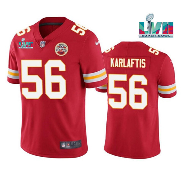 Kansas City Chiefs #56 George Karlaftis Red Super Bowl LVII Patch Vapor Untouchable Limited Stitched Jersey - Zenithce
