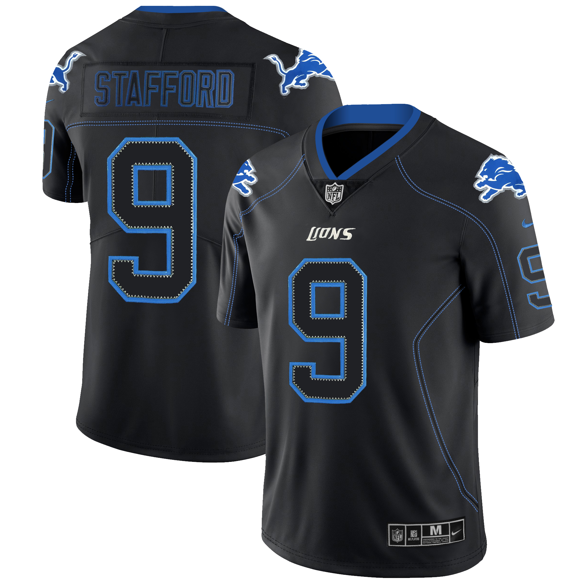 Lions #9 Matthew Stafford 2018 Lights Out Black Color Rush Limited Stitched Jersey - Zenithce