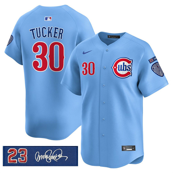 Chicago Cubs #30 Kyle Tucker Blue 'Ryne Sandberg Tribute' Vapor Limited V3 Stitched Jersey - Zenithce