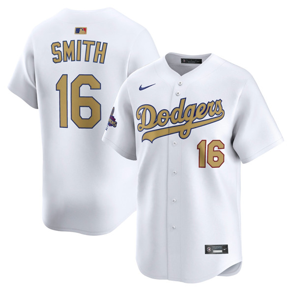 Los Angeles Dodgers #16 Will Smith White 2025 Gold Collection Limited Stitched Jersey - Zenithce
