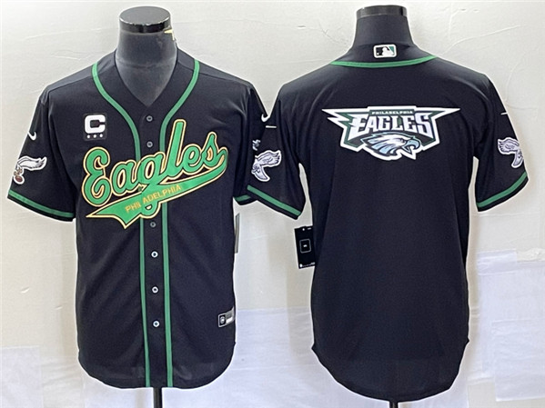Philadelphia Eagles Black Team Big Logo With C Patch Cool Base Stitched Jersey - Zenithce