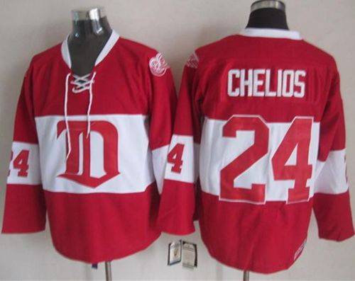 Red Wings #24 Chris Chelios Red Winter Classic CCM Throwback Stitched Jersey - Zenithce