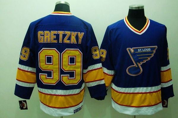 Blues #99 Wayne Gretzky Stitched Blue CCM Throwback Jersey - Zenithce