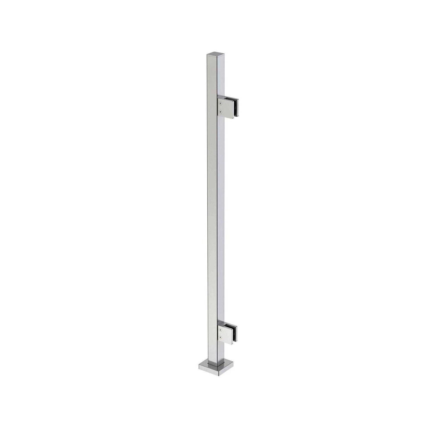 Heavy Duty Stainless Steel 316 Glass Railing Square Surface Post for 3/8 or 1/2 Glass by Inline Design 42 - Zenithce