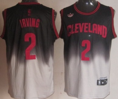 Cleveland Cavaliers #2 Kyrie Irving Black/Gray Fadeaway Fashion Jersey - Zenithce