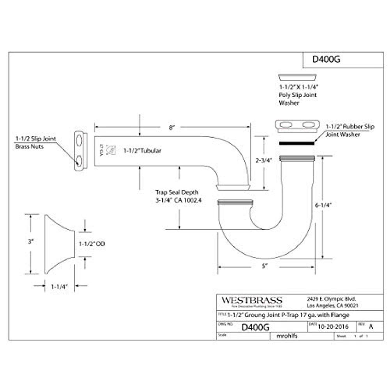Westbrass D331-26 1.5 in. Twist and Close Bath Drain - Zenithce