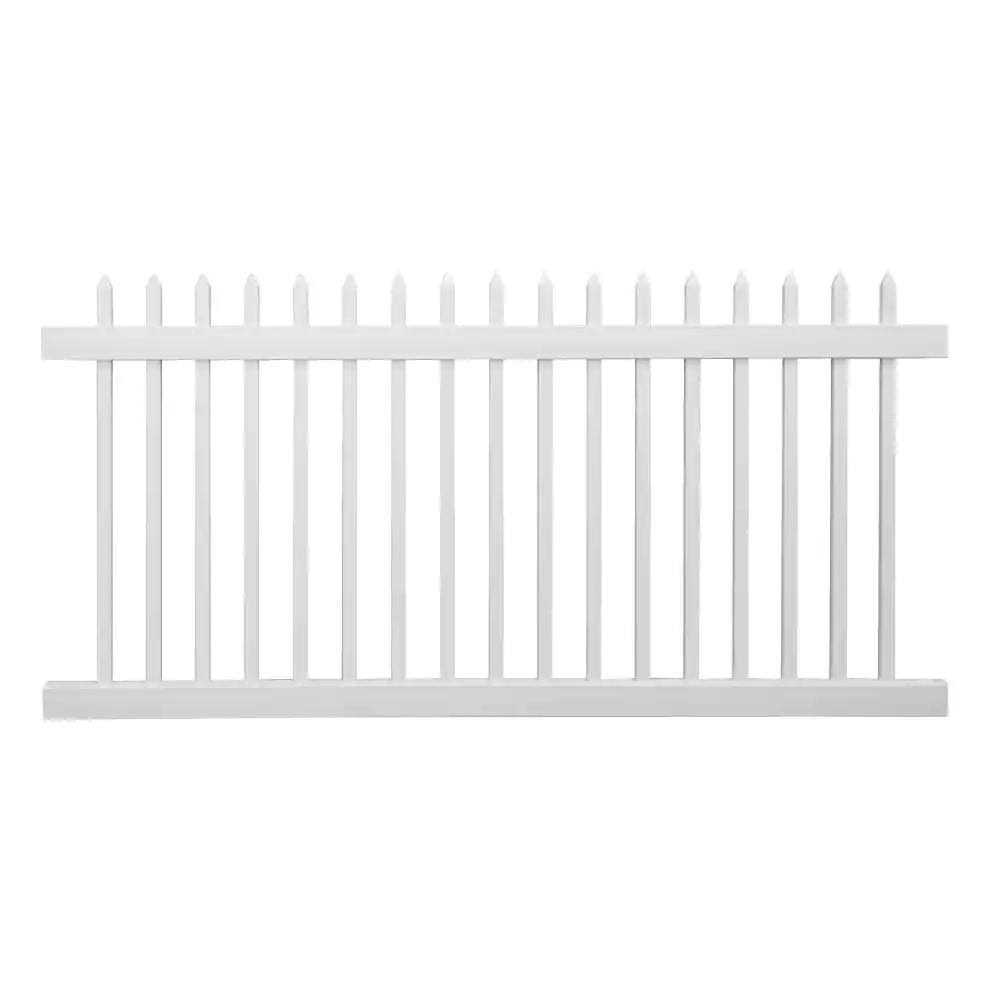 Weatherables Plymouth 5 ft. H x 8 ft. W White Vinyl Picket Fence Panel Kit - Zenithce