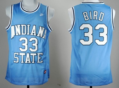 Indiana State Sycamores #33 Larry Bird Light Blue Swingman Jersey - Zenithce