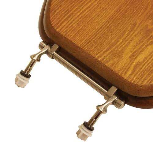 Jones Stephens Decorative Wood Elongated Closed Front Toilet Seat with Cover and Brushed Nickel Hinge - Zenithce