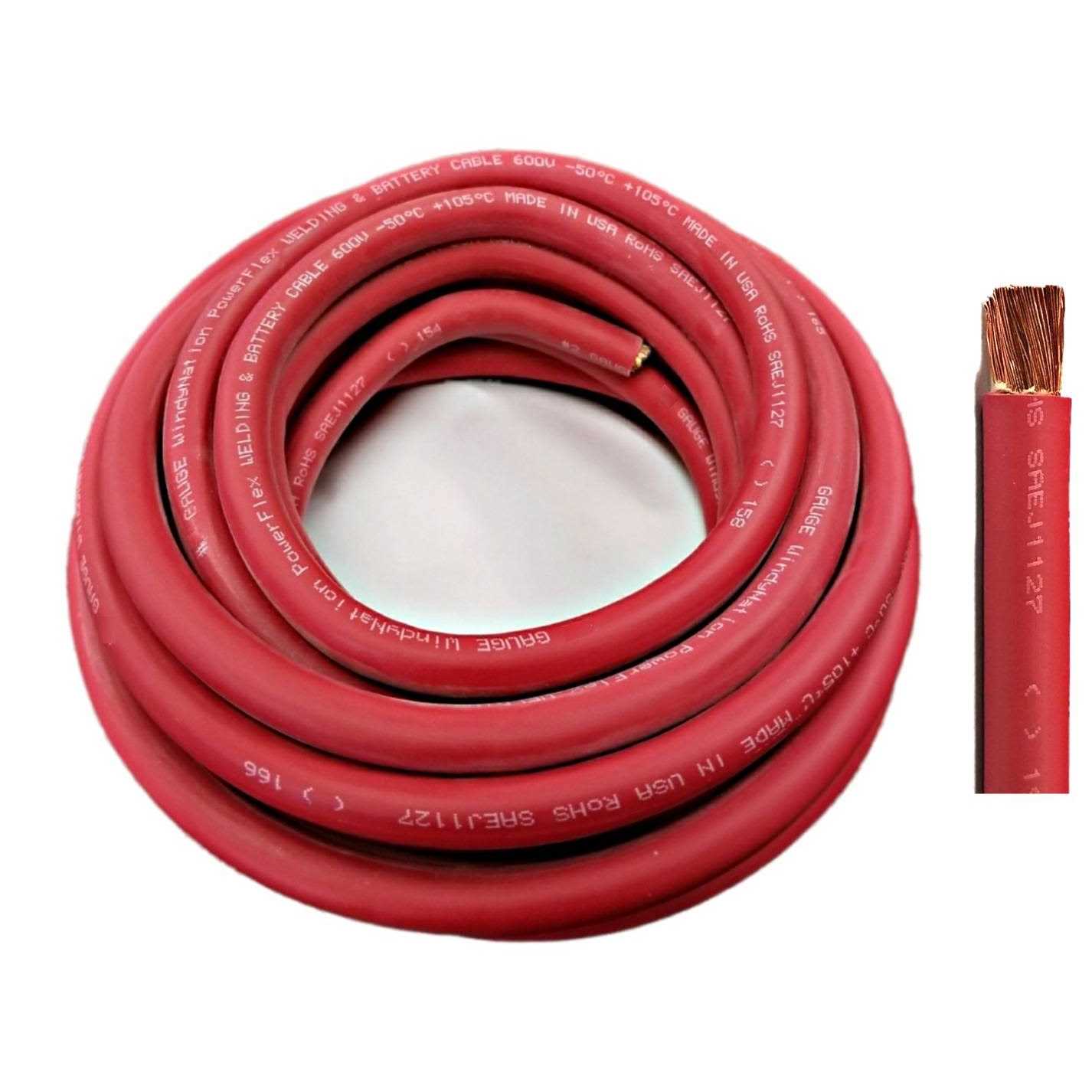 WindyNation Black Red Welding Battery Pure Copper Flexible Cable Wire - Zenithce
