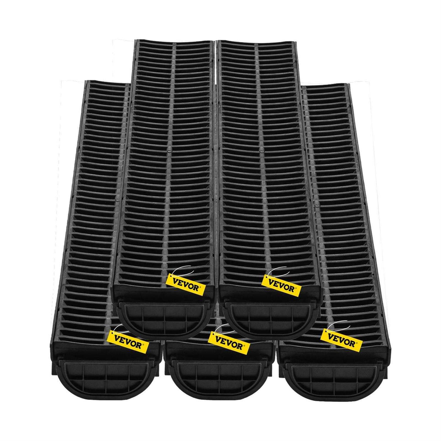VEVOR Trench Drain System Channel Drain with Plastic Grate Drainage Trench PSLGM100455688EU5V0 - Zenithce