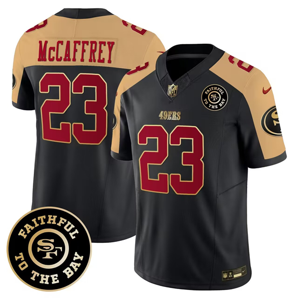 San Francisco 49ers #23 Christian McCaffrey Black Gold 2023 F.U.S.E. Faithful To The Bay Patch Stitched Jersey - Zenithce