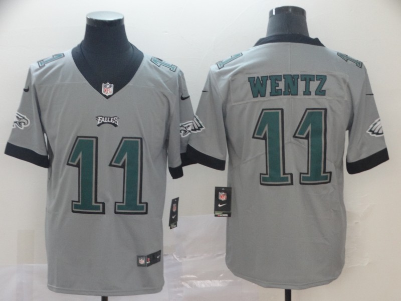 Philadelphia Eagles #11 Carson Wentz Silver Inverted Legend Stitched Jersey - Zenithce