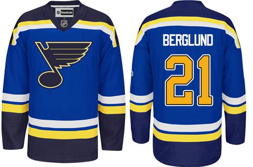 Blues #21 Patrik Berglund Light Blue Home Stitched Jersey - Zenithce