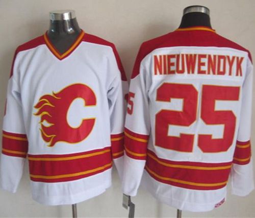 Flames #25 Joe Nieuwendyk White CCM Throwback Stitched Jersey - Zenithce