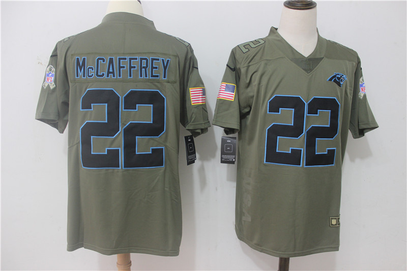 Carolina Panthers #22 Christian McCaffrey Olive Salute To Service Limited Stitched Nike Jersey - Zenithce