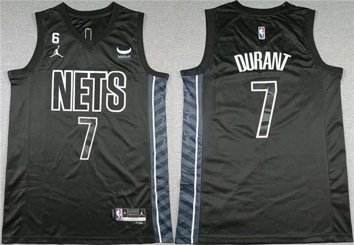 Brooklyn Nets #7 Kevin Durant Black2022-23 Statement Edition No.6 Patch Stitched Jersey - Zenithce