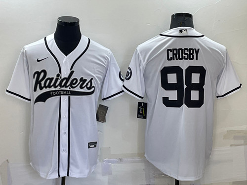 Las Vegas Raiders #98 Maxx Crosby White Cool Base Stitched Baseball Jersey - Zenithce