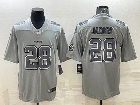 Las Vegas Raiders #28 Josh Jacobs Gray Atmosphere Fashion With Patch Stitched Jersey - Zenithce