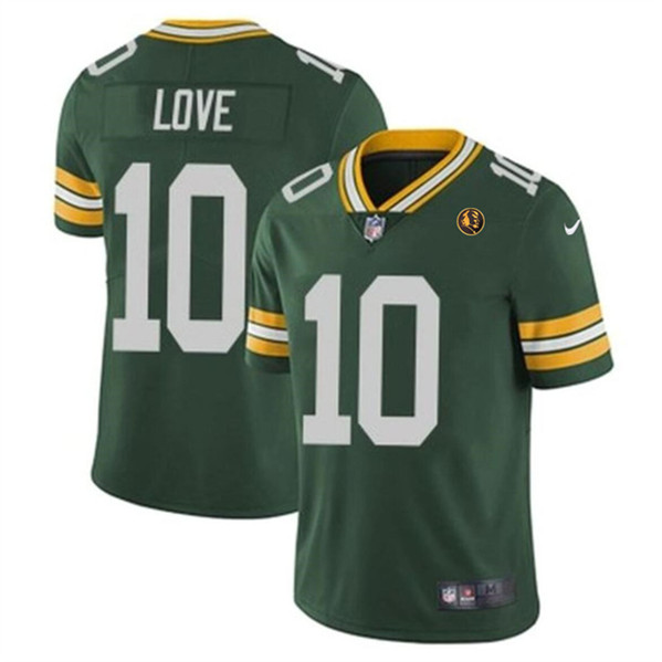 Green Bay Packers #10 Jordan Love Green With John Madden Patch Vapor Limited Throwback Stitched Jersey - Zenithce
