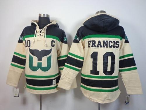 Whalers #10 Ron Francis Cream Sawyer Hooded Sweatshirt Stitched Jersey - Zenithce