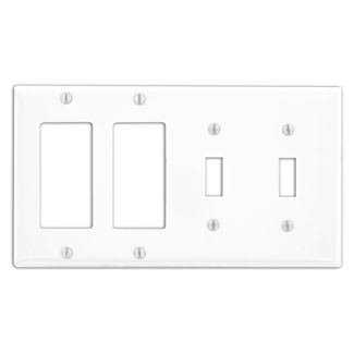 Leviton 4-Gang 2-Toggle Decora Combination Wallplate P2262-W - Zenithce