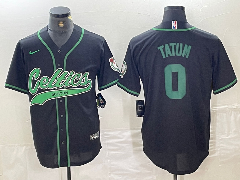 Boston Celtics #0 Jayson Tatum Black Cool Base Stitched Baseball Jersey - Zenithce