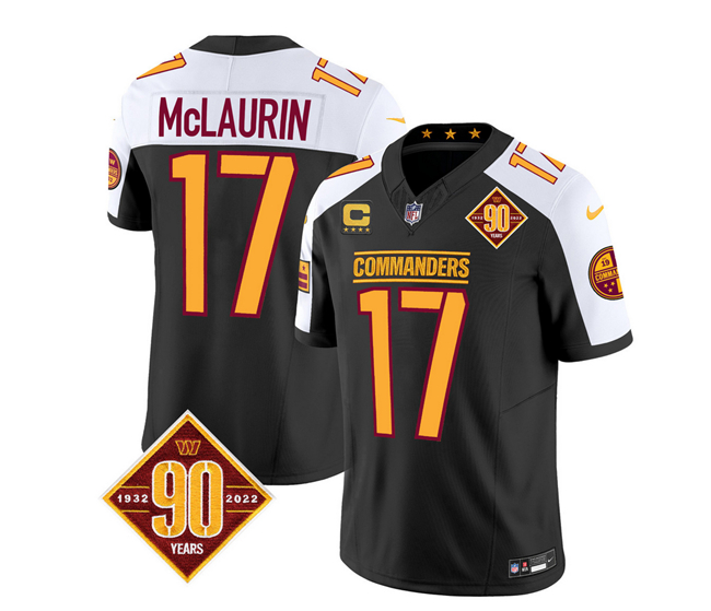 Washington Commanders #17 Terry McLaurin Black White 2023 F.U.S.E. 90th Anniversary Vapor Limited Stitched Jersey - Zenithce