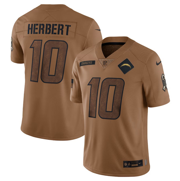 Los Angeles Chargers #10 Justin Herbert 2023 Brown Salute To Service Limited Stitched Jersey - Zenithce