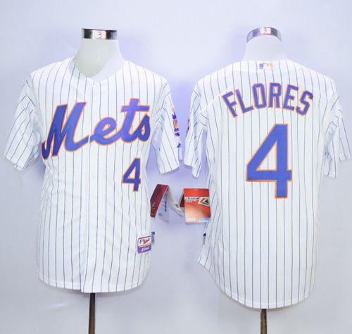 Mets #4 Wilmer Flores White(Blue Strip) Home Cool Base Stitched Jersey - Zenithce