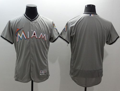 Marlins Blank Grey Flexbase Authentic Collection Stitched Jersey - Zenithce